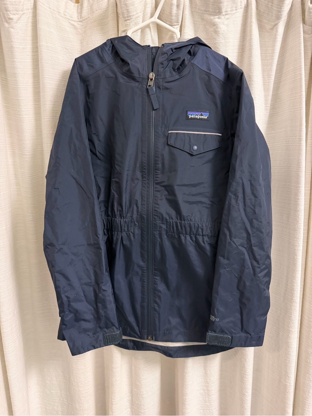 Patagonia Girls's Navy Rain Jacket with Hood size 10